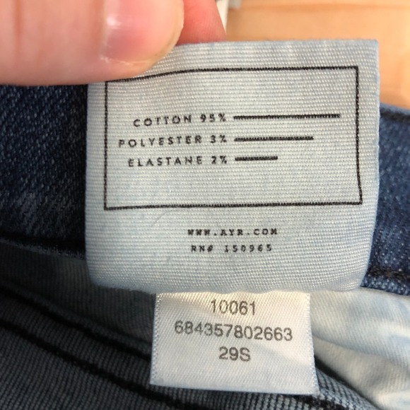 AYR Womens The Pop Jeans Size 29 Short Blue Wash Straight Leg Raw Hem - Picture 9 of 15